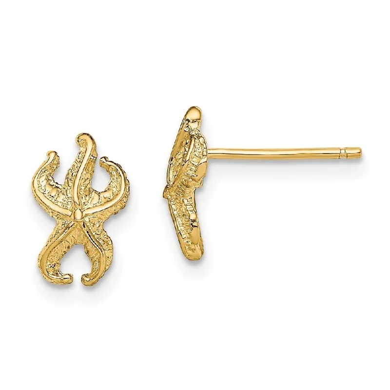 Ethnic braid earrings-Diamond2Deal 14K Yellow Gold Starfish Stud Earrings (L- 10.3 mm, W- 6.5 mm)