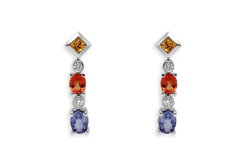 Lily set earrings-Earrings 18kt Gold Sapphires & Diamonds Drops