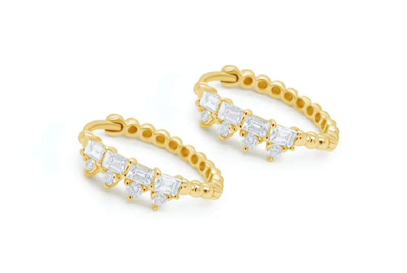 Knotted design earrings-Earrings 18kt Yellow Gold Hoops & Diamonds