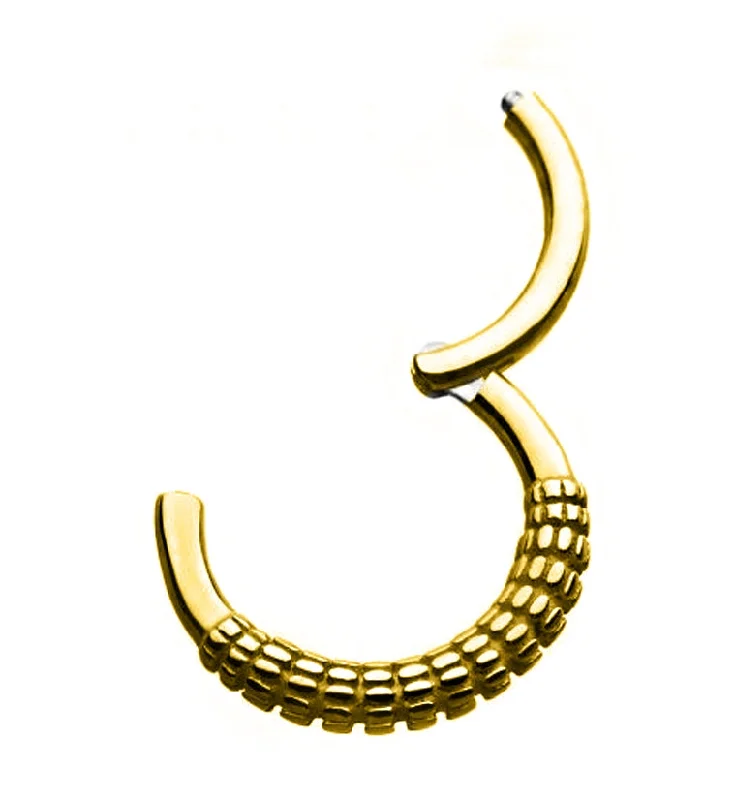 Chipped drop earrings-Gold PVD Score Hinged Segment Ring