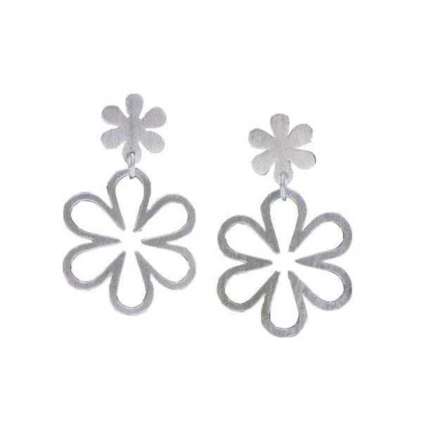 Gritty finish earrings-Handmade Sterling Silver 'Flower Power' Dangle Earrings (Thailand)