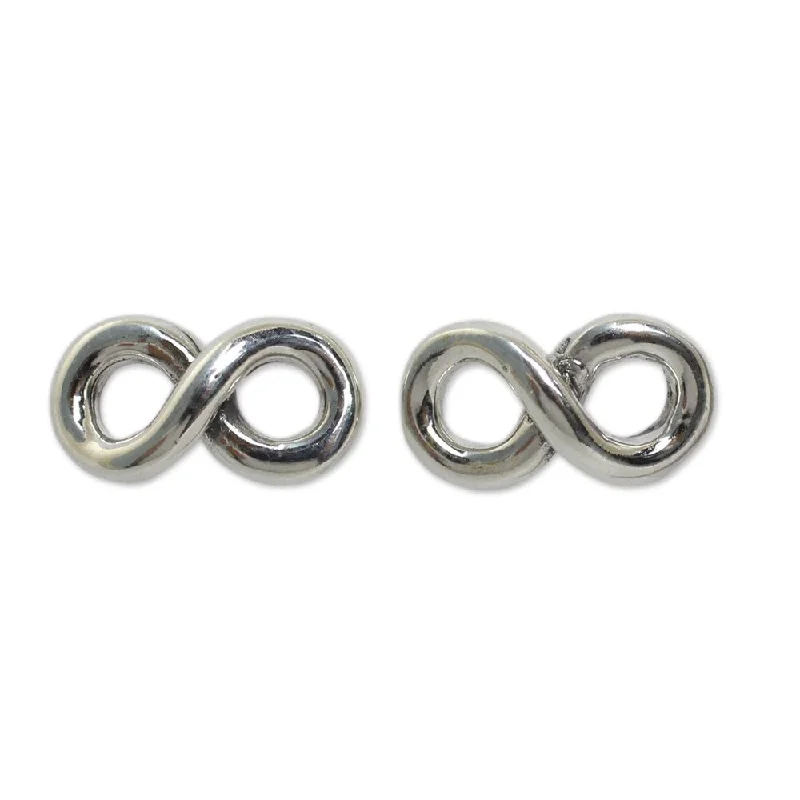 Iron toned earrings-Handmade Sterling Silver 'Infinite Style' Earrings (Thailand)