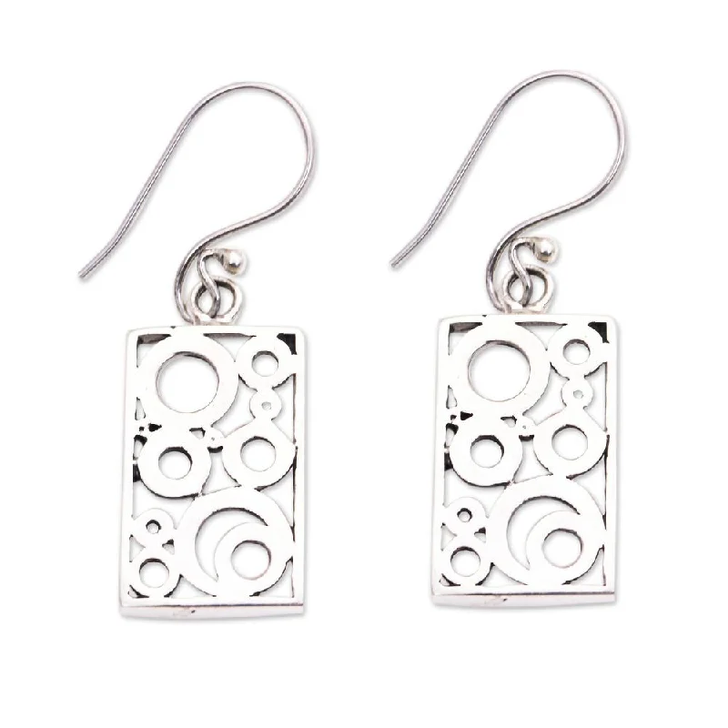 Crystal vein earrings-Handmade Sterling Silver 'Sea Foam' Earrings (Indonesia)