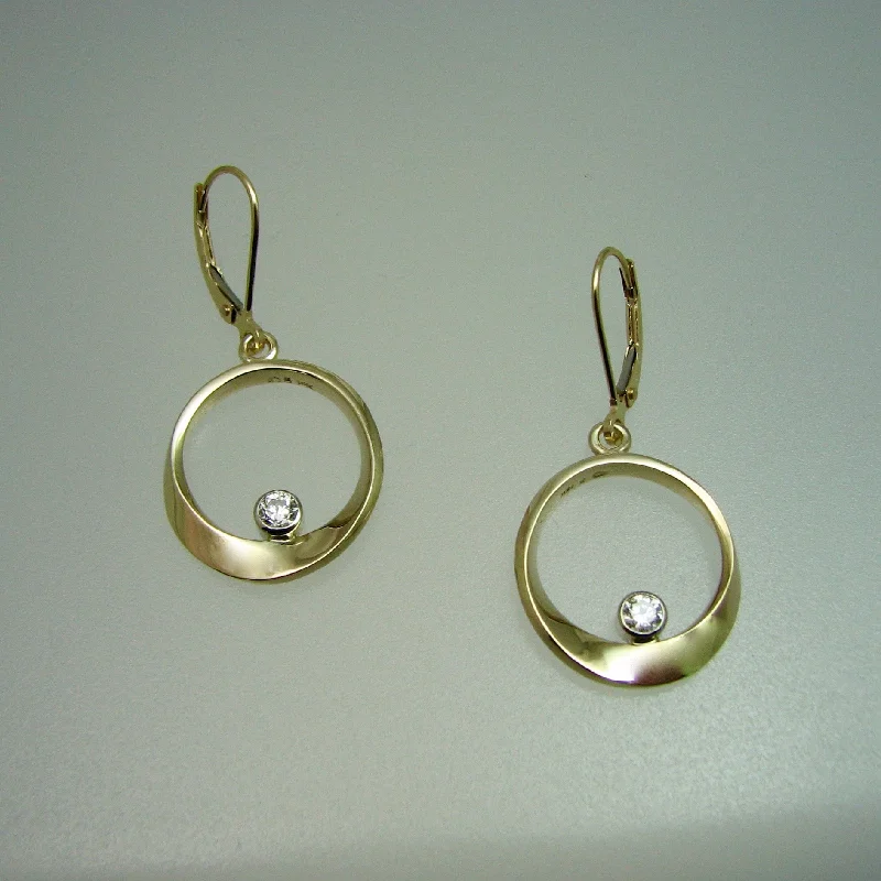 Angled rim earrings-Möbius Drop Earrings w/diamonds