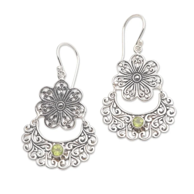 Carved groove earrings-NOVICA August Shower, Peridot dangle earrings - 1.8*1