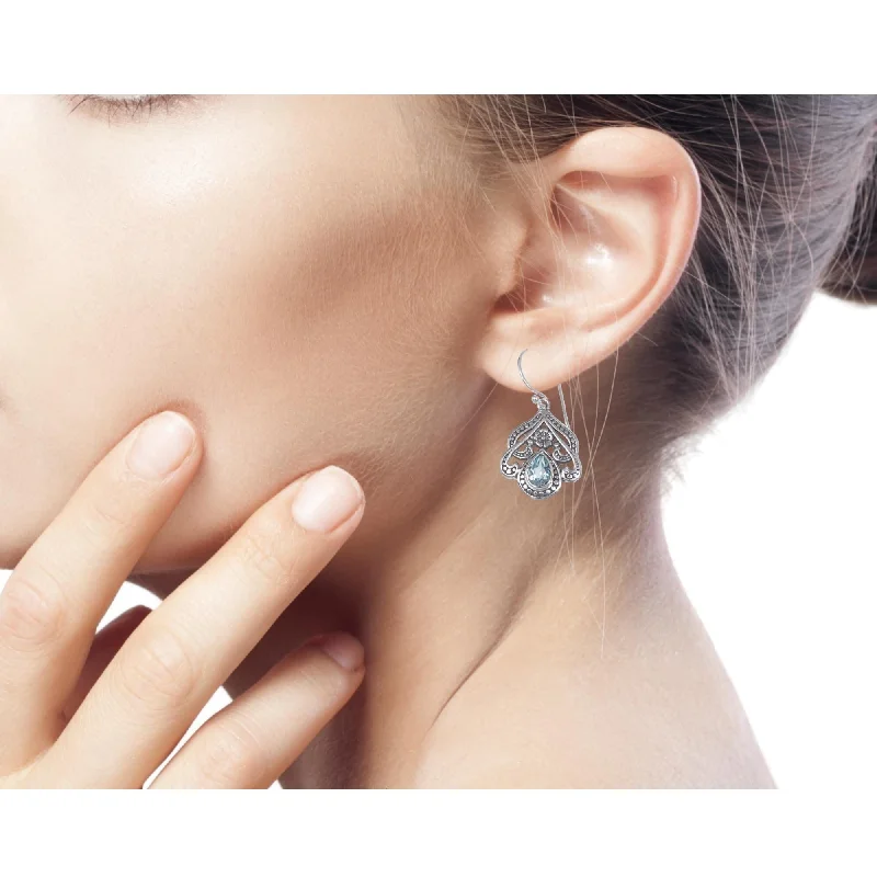 Bunched stone earrings-NOVICA Blue Topaz Dangle Earrings, 'Summer Raindrops' (Indonesia) - 1.3*0.7