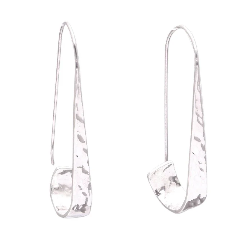 Shining spark earrings-NOVICA Contemporary Curls, Sterling silver drop earrings - 1.7*0.3