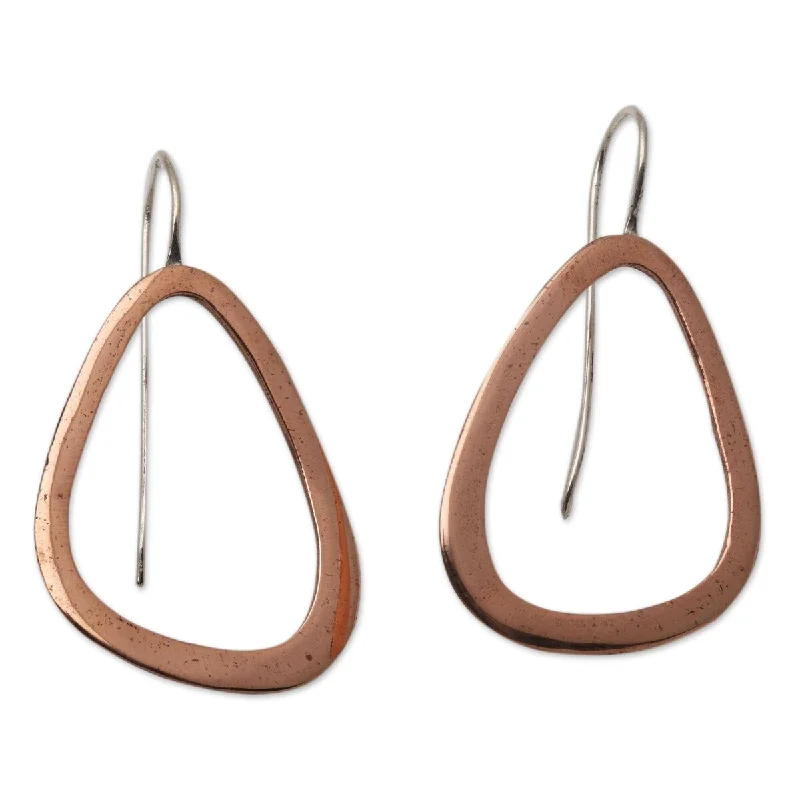 Aged patina earrings-NOVICA Delightful Abstraction, Copper drop earrings - 1.7*1