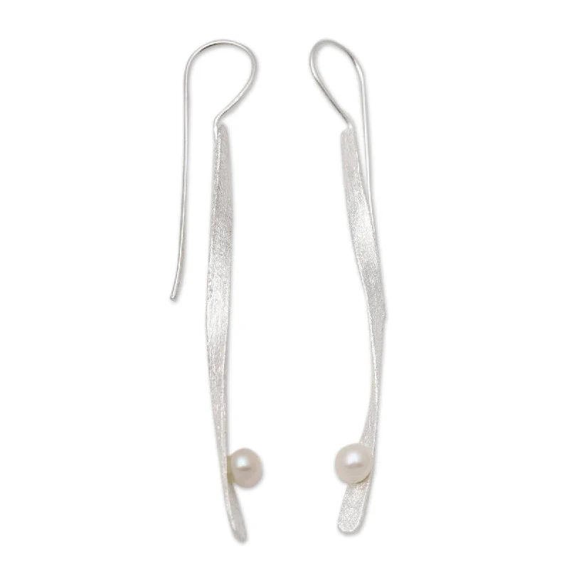 Pentagon stone earrings-NOVICA Dewy Twist, Cultured pearl drop earrings - 2.8*0.1