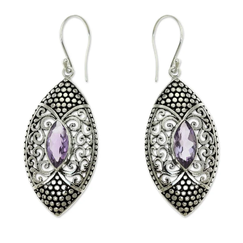 Toned hue earrings-NOVICA Elegant Origin, Amethyst dangle earrings - 2*0.7