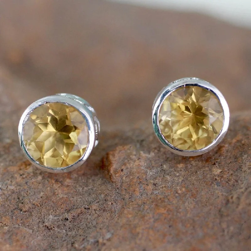 Toned hue earrings-NOVICA Handmade Spark of Life Sterling Silver Citrine Earrings (India)