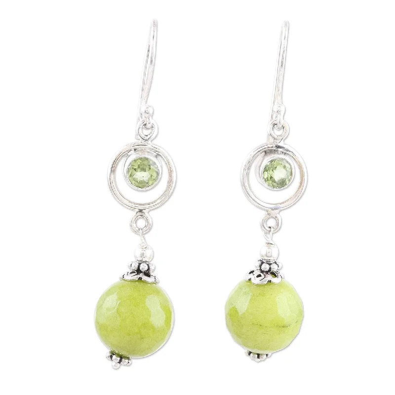 Cedar grain earrings-NOVICA Summer Chill, Agate and peridot dangle earrings - 2*0.4