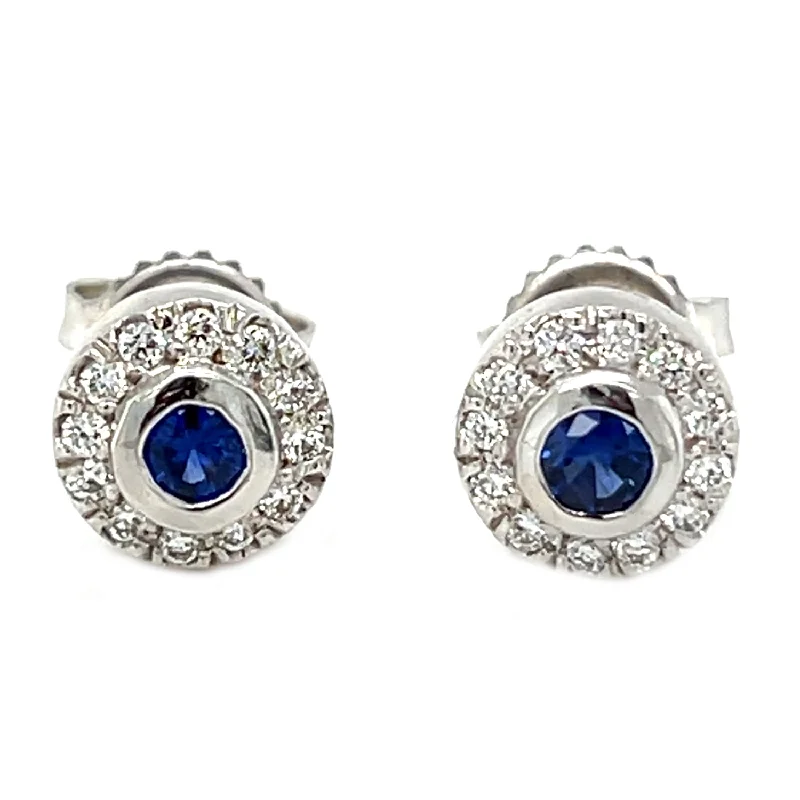 Woven hoop earrings-Sapphire and Diamond Earrings