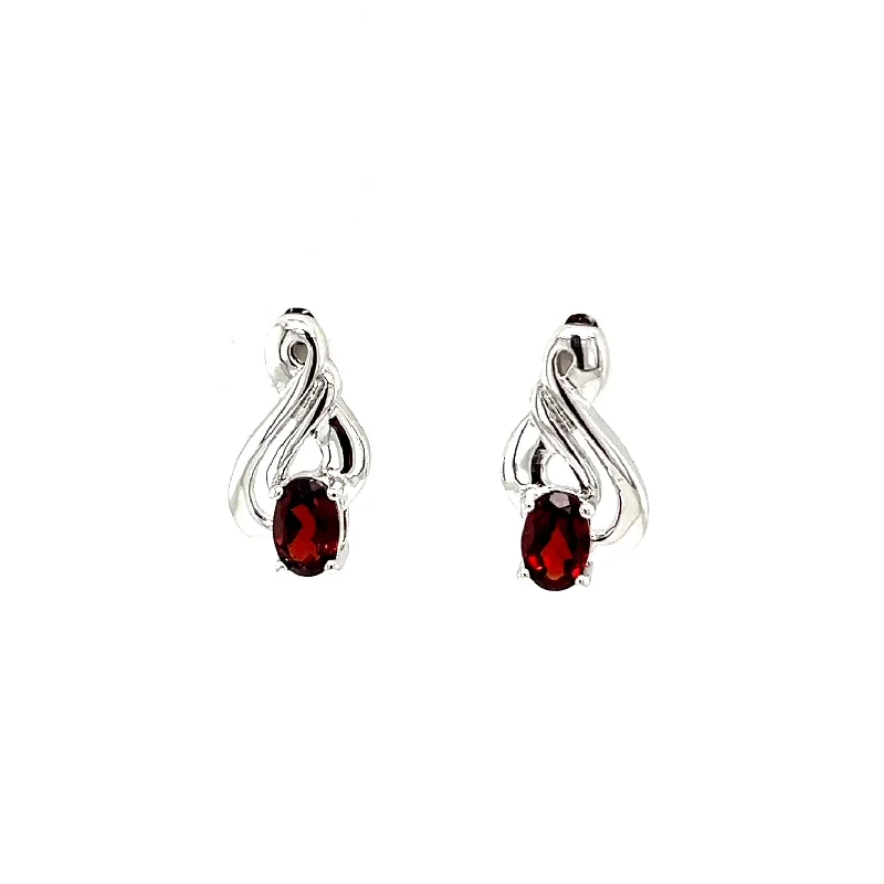 Aged patina earrings-Sterling Silver and Garnet Earrings