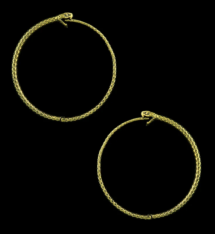 Fine swirl earrings-Snake Hoop Brass Hinged Hangers/Earrings