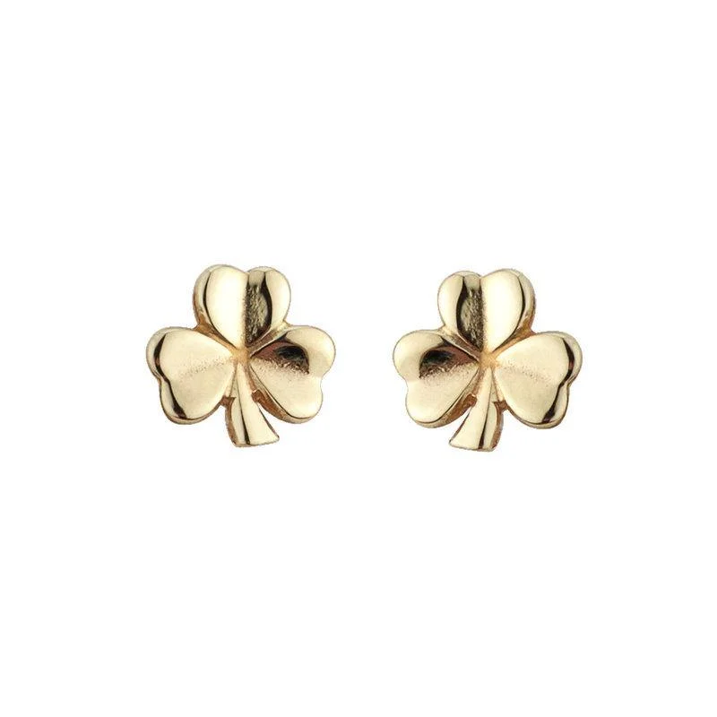 Jade point earrings-10K Gold Shamrock Earrings