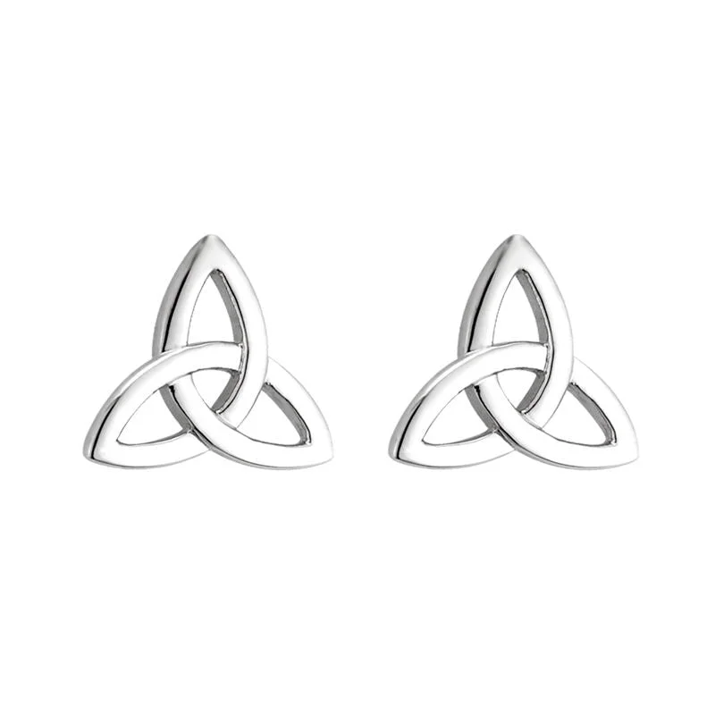 Coir braid earrings-14K White Gold Small Trinity Knot Stud Earrings