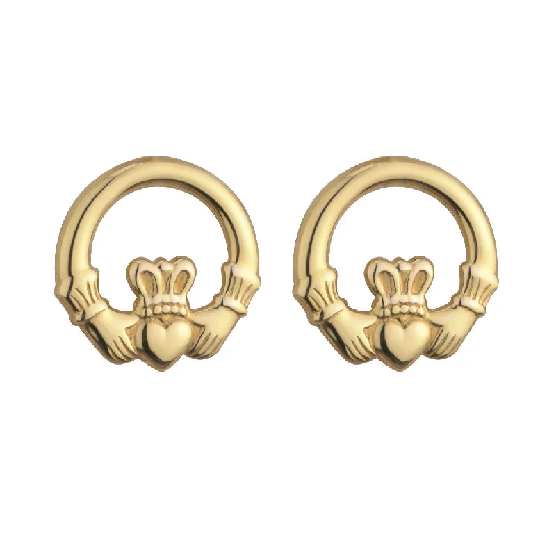 Toned hue earrings-9k Gold Light Claddagh Earrings