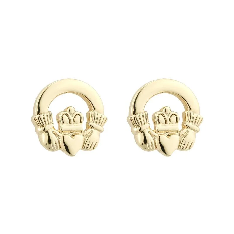 Poppy bloom earrings-Gold Plated Claddagh Stud Earrings