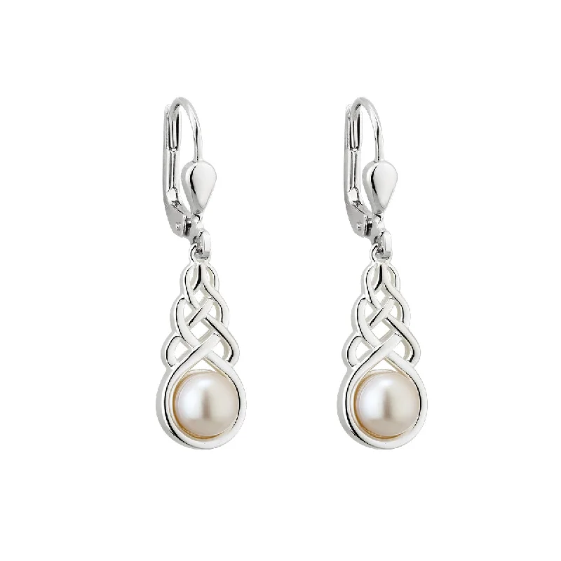 Carved groove earrings-Pearl Trinity Dangle Earrings