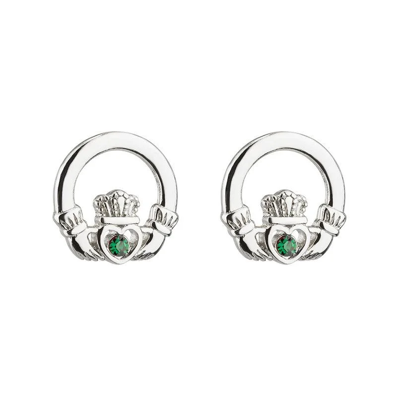 Nailed design earrings-Crystal Claddagh Stud Earrings