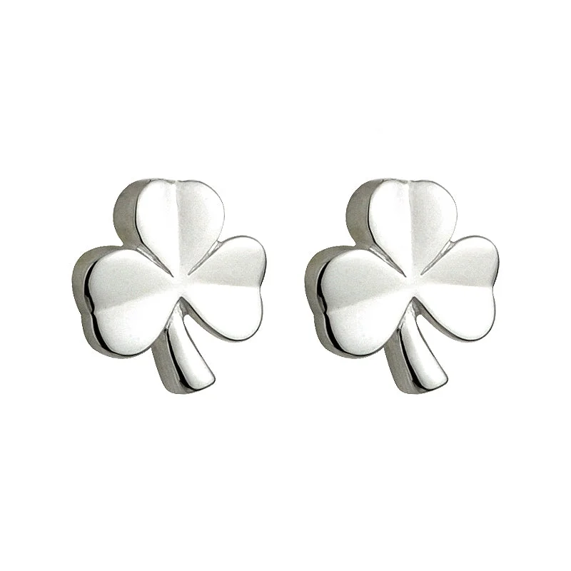 Ridge stud earrings-Silver Kids Shamrock Stud Earrings