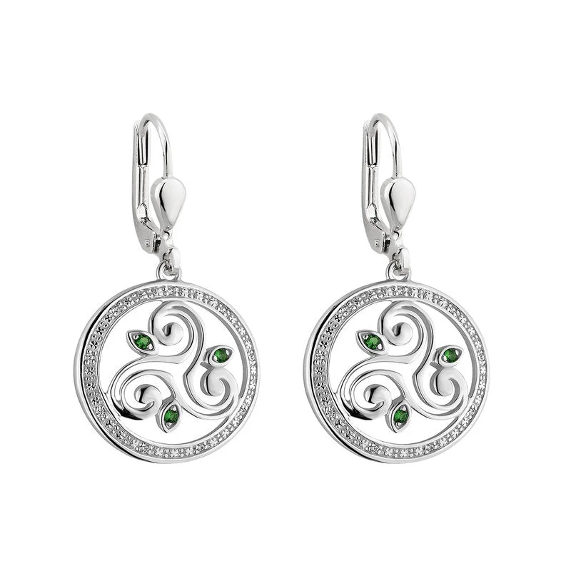 Curled sprig earrings-Sterling Silver Crystal Spiral Drop Earrings