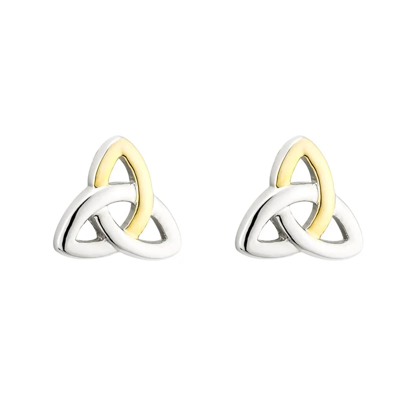 Hittite gold earrings-Two Tone Plated Trinity Knot Stud Earrings