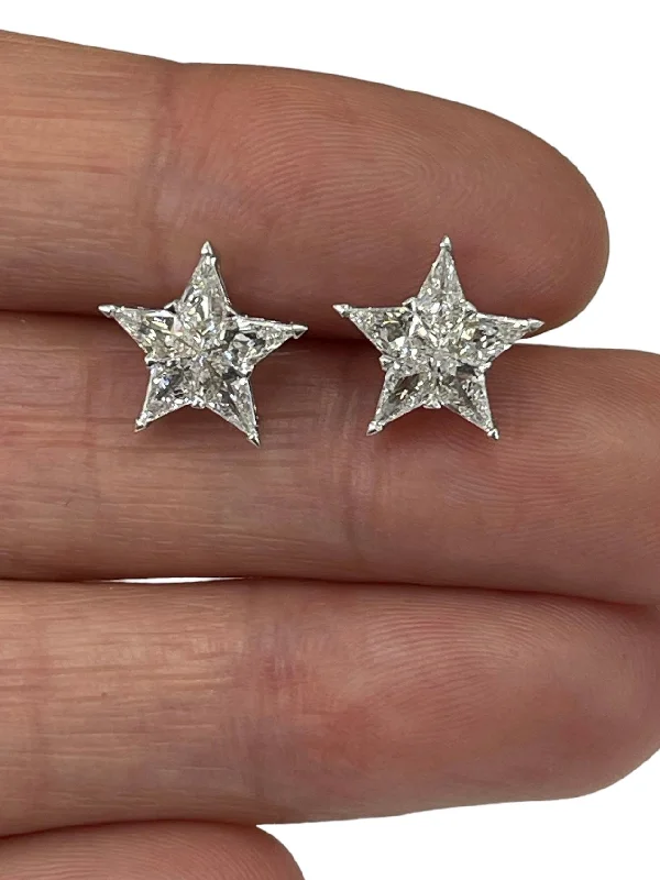 Blended grain earrings-Special Shield Cut Natural Diamond Illusion Star Earrings White Gold 18kt