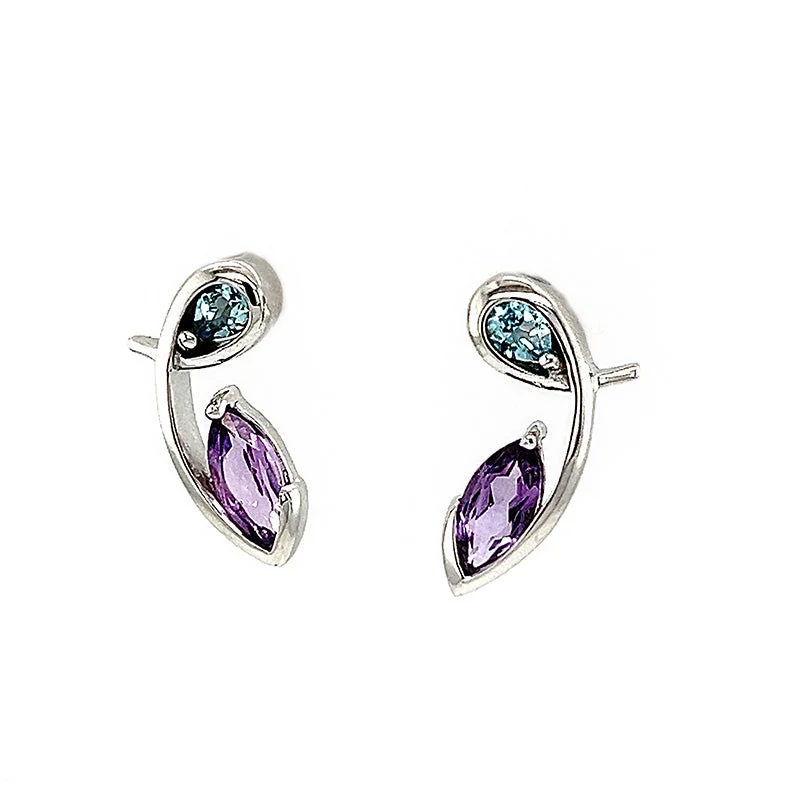 Amethyst and Blue Topaz Earrings