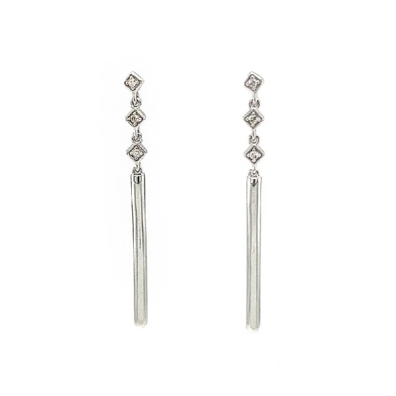 Gill ridge earrings-Sterling Silver and Diamond Fashion Earrings