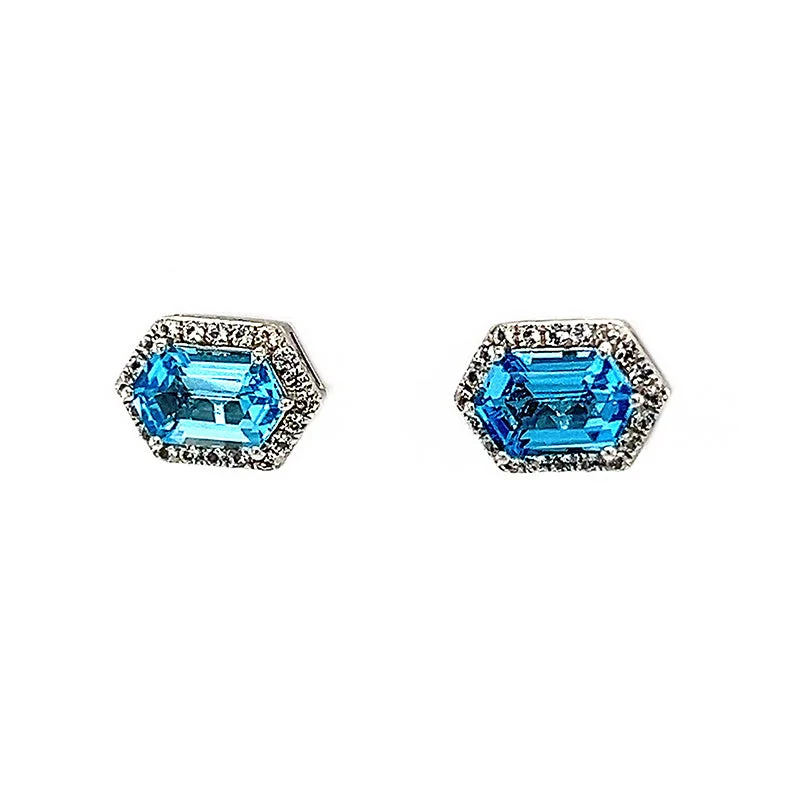 Jointed gem earrings-Blue and White Topaz Earrings