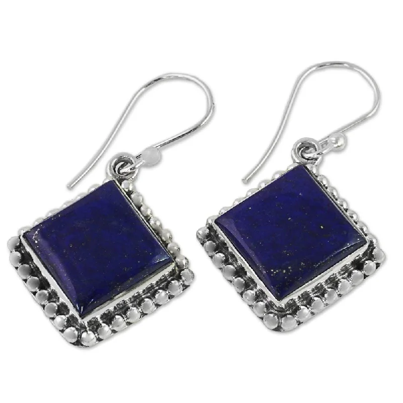 Tidal vortex earrings-Sterling Silver 'Blue Kite' Lapis Lazuli Earrings