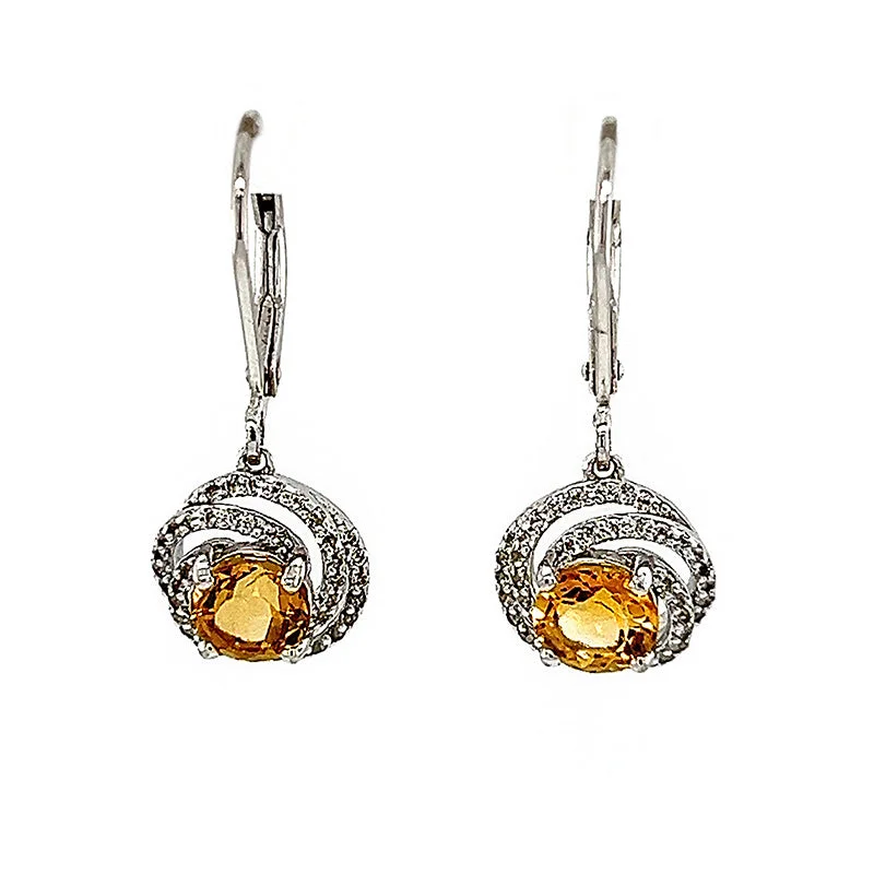 Crystal vein earrings-Citrine Earrings