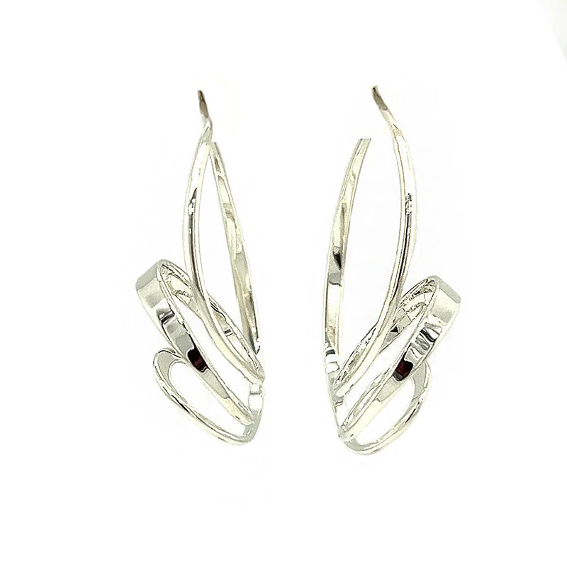 Soft stripe earrings-Sterling Silver Drop Earrings