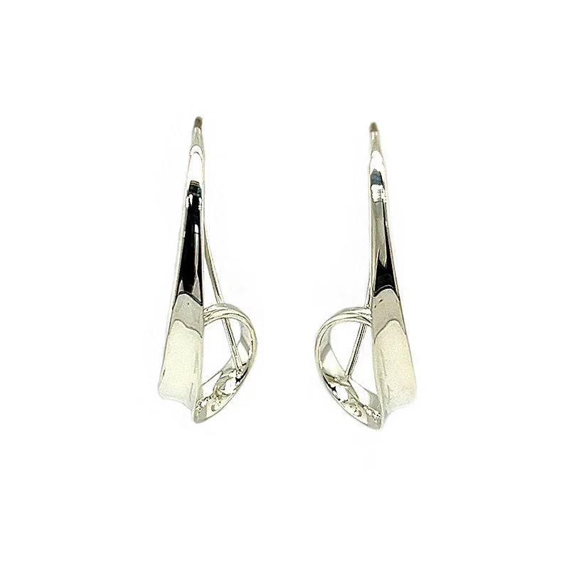 Pleated hoop earrings-Sterling Silver Drop Earrings