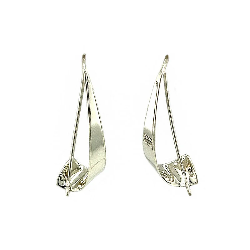 Linen weave earrings-Sterling Silver Drop Earrings