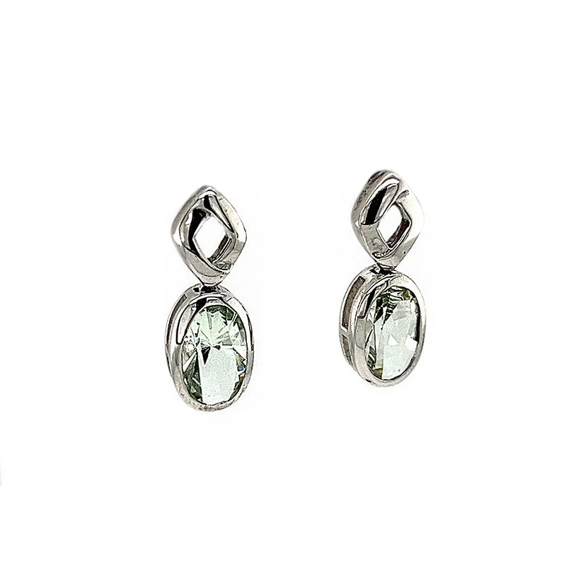 Linen weave earrings-Green Amethyst Earrings