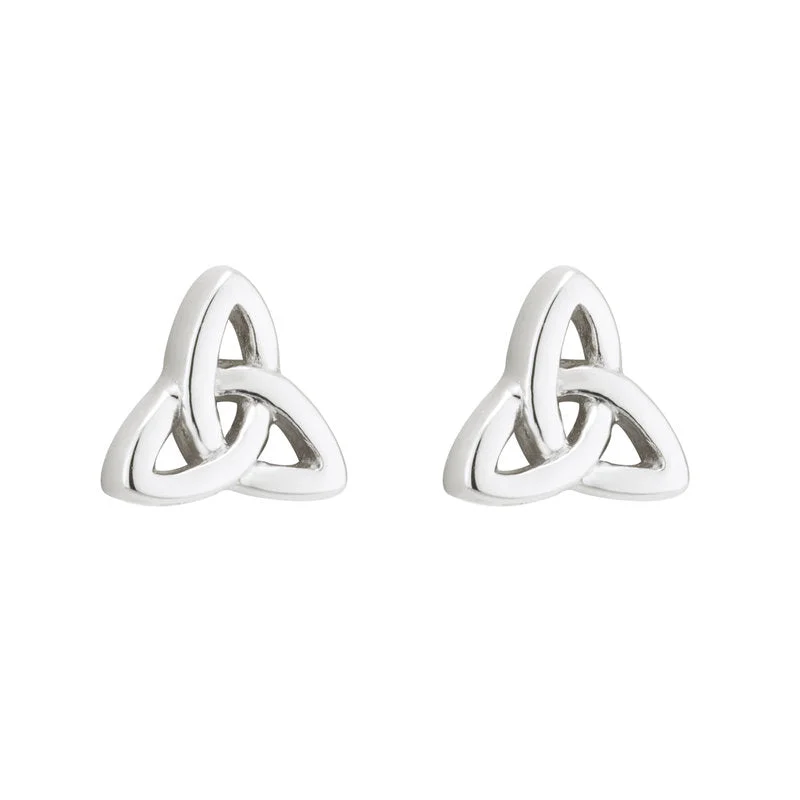 Nickel hoop earrings-Sterling Silver Trinity Knot Stud Earrings