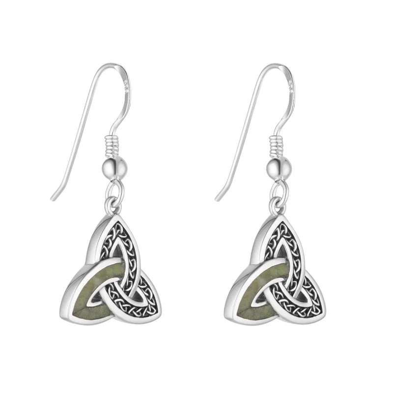 Pine twig earrings-Trinity Knot Connemara Marble Earrings