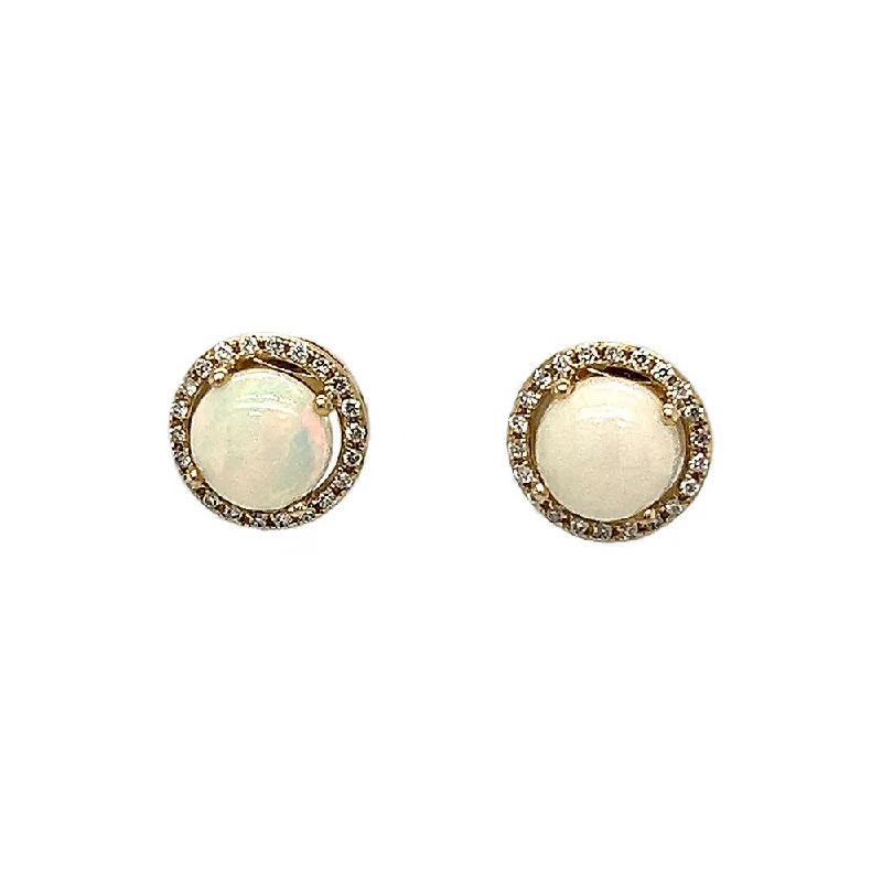 Spectral set earrings-Opal and Diamond Halo Earrings