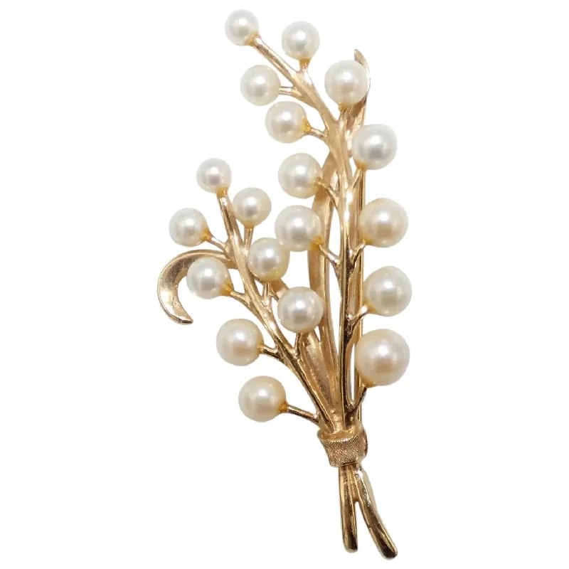 engraved brooch-14K Gold & Pearl Brooch