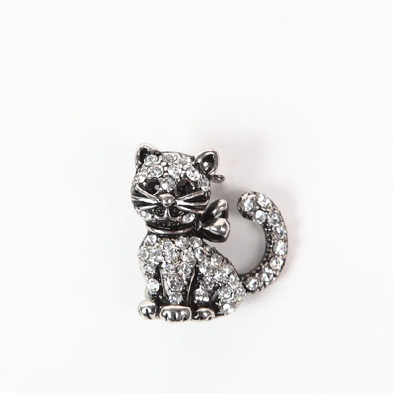 gothic brooch-Cute Little Diamante Cat Brooch