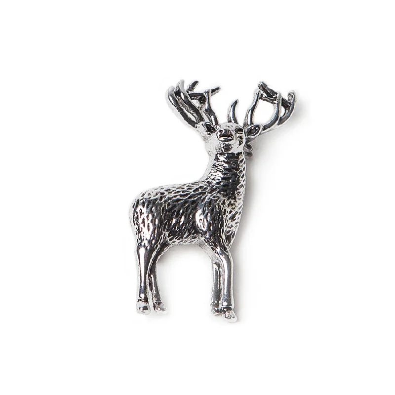 winter brooch-Antique Silver Finish Stag Brooch