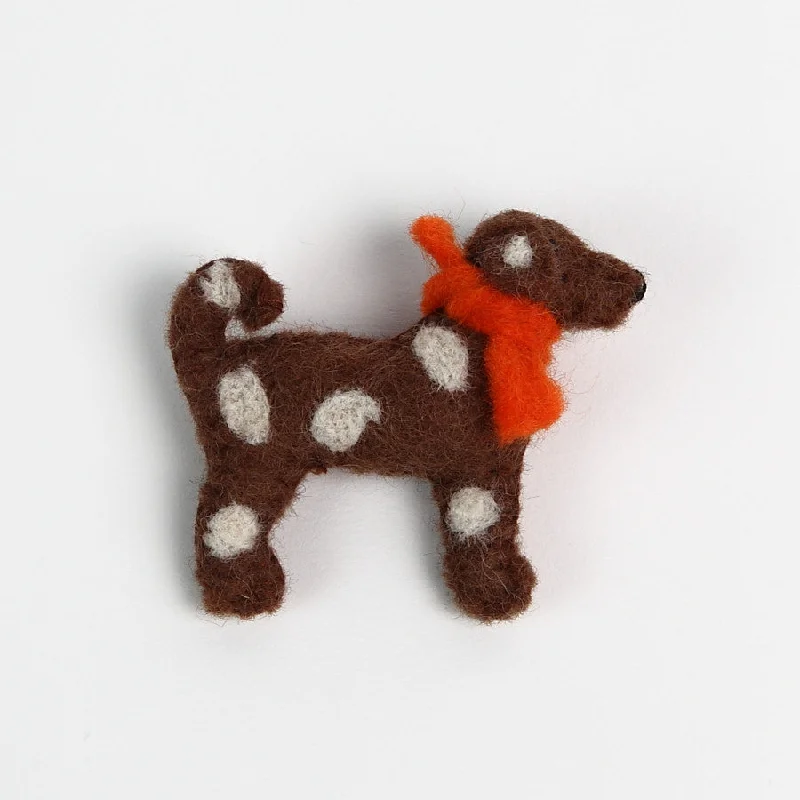 gift brooch-Amica Brown Felt Spotty Dog Brooch