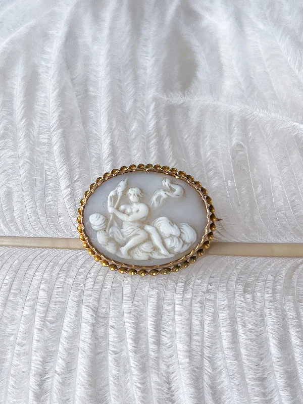 bridal brooch-Captivating White Shell Cameo of Dawn Brooch