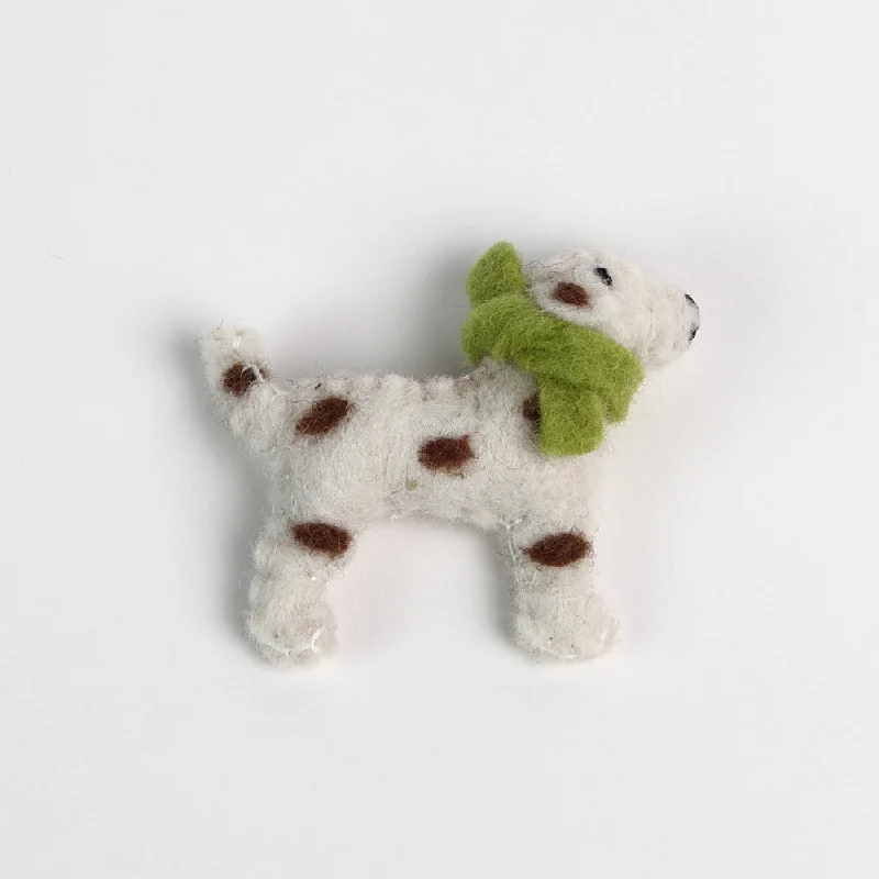 engraved brooch-Cream Felt Spotty Dog Brooch