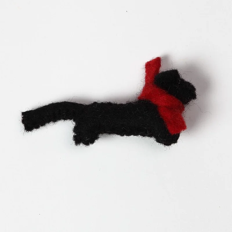 ceramic brooch-Amica Cute Black Felt Sausage Dog Brooch