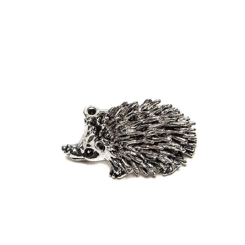 heart-shaped brooch-Cute Silver Finish Hedgehog Brooch