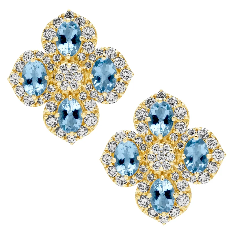 resin brooch-Earrings - Aquamarine And Diamond